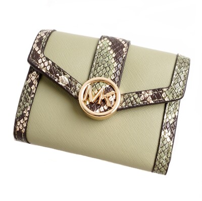 Michael Kors Portemonnaie Geldbörse Geldbeutel Carmen MD Flap Blfld Lt Sage neu