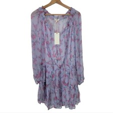 Loveshackfancy Wisteria Lilac Popover Dress Mini Silk New With Tags Size XL