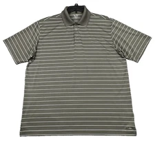 Champion Golf Polo Shirt Mens XL Gray Striped Stretch Duo Dry Short Sleeve