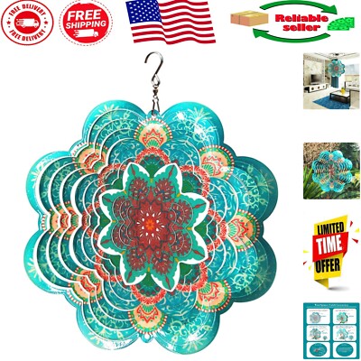 Rust-Resistant Floral Mandala Wind Spinner - Stunning 3D Garden Decor 6-Inch