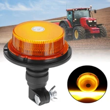LED Flashing Amber Beacon Flexble Din Pole Mount Tractor Warning Light 12-24V