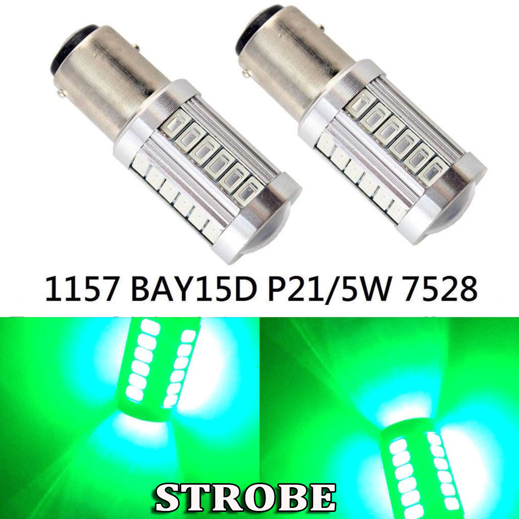 2x Purple 33-LED Strobe Flash Brake Light Bulbs – 1157 BAY15D, 12V For Tail Lights