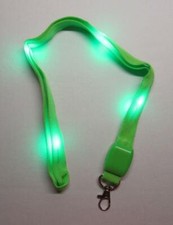 LED Blinking Light Up GREEN LANYARD KEY CHAIN Ring Keychain ID Holder NEW