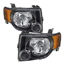 For 2008-2012 Ford Escape SUV Black Headlights Assembly Amber Corner Lamps LH+RH