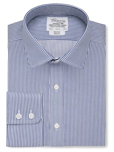 Non Iron Navy Bengal Stripe Slim Fit 