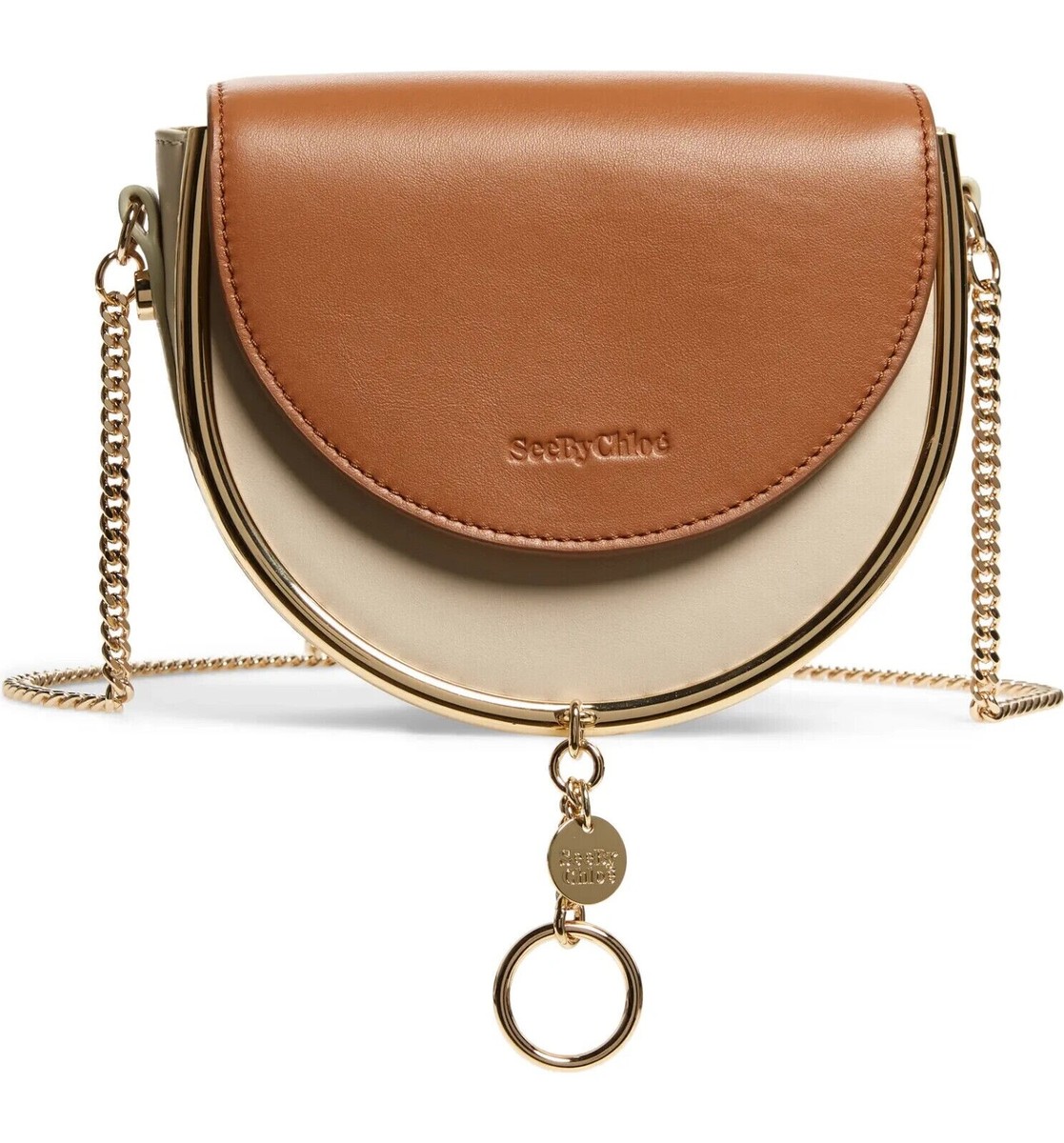 See by Chloe Mara Crossbody, Leather Saddle Bag, Cement Beige | eBay