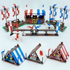 MOC Medieval Knights Horse Riding Duel Model Building Blocks Set Bricks Toys