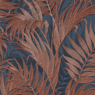 Design ID Tropisches Palmblatt Marine Orange Tapete Strukturkleister The Wall Vinyl