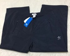 Adidas Training Pants Navy Elastic Waist Zip Pockets Women M NWT