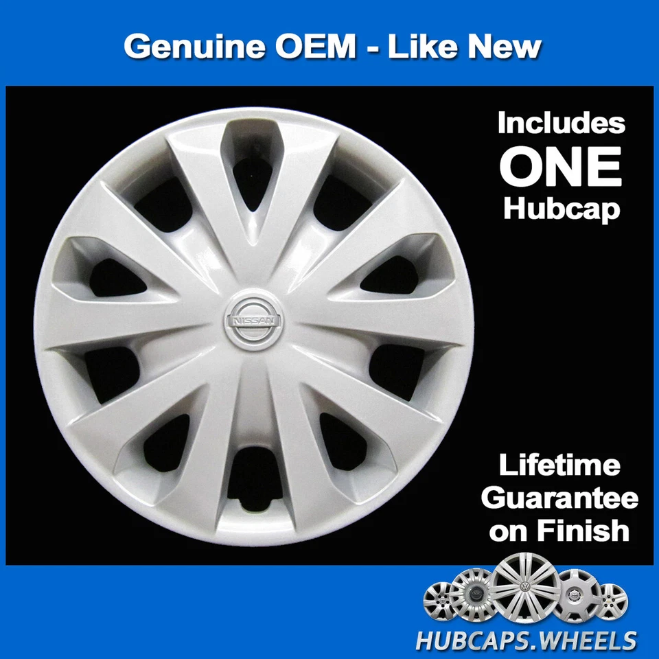 Tapacubos para Nissan Versa 2012-2019 genuino de fábrica OEM cubierta de rueda - plateado 53087 Foto 2 de 4