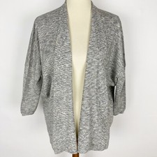 LOFT Metallic Space Dye Open Front Dolman Cardigan Sweater Womens XS Gray NWT