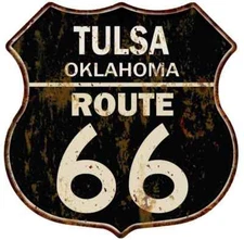 TULSA, OKLAHOMA Route 66 Shield Metal Sign Man Cave Garage 211110014192