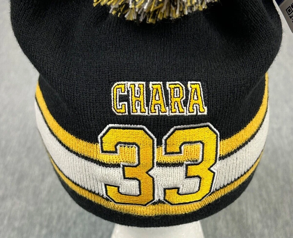 Boston Bruins Sombrero de Esquí Adulto Negro Rayas 33 Chara Logo NHL Antiguo Hockey Foto 2 de 4