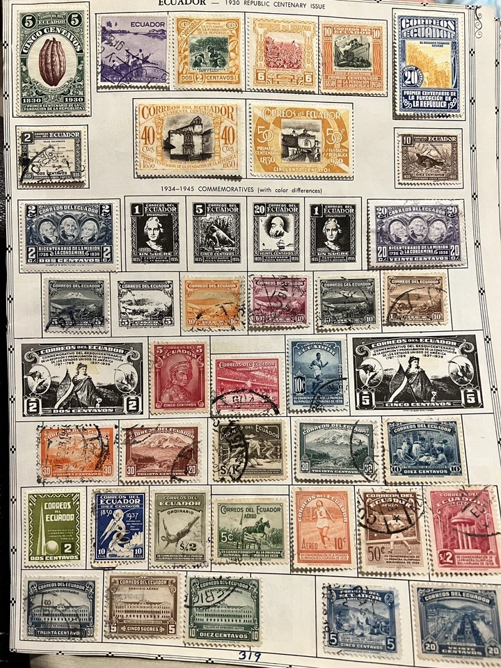 1930-1954 ECUADOR SELLOS COMO NUEVOS Y USADOS EN PÁGINA DE ÁLBUM CONJUNTO CORTO REGALO NAVIDAD ABUELO Foto 2 de 4