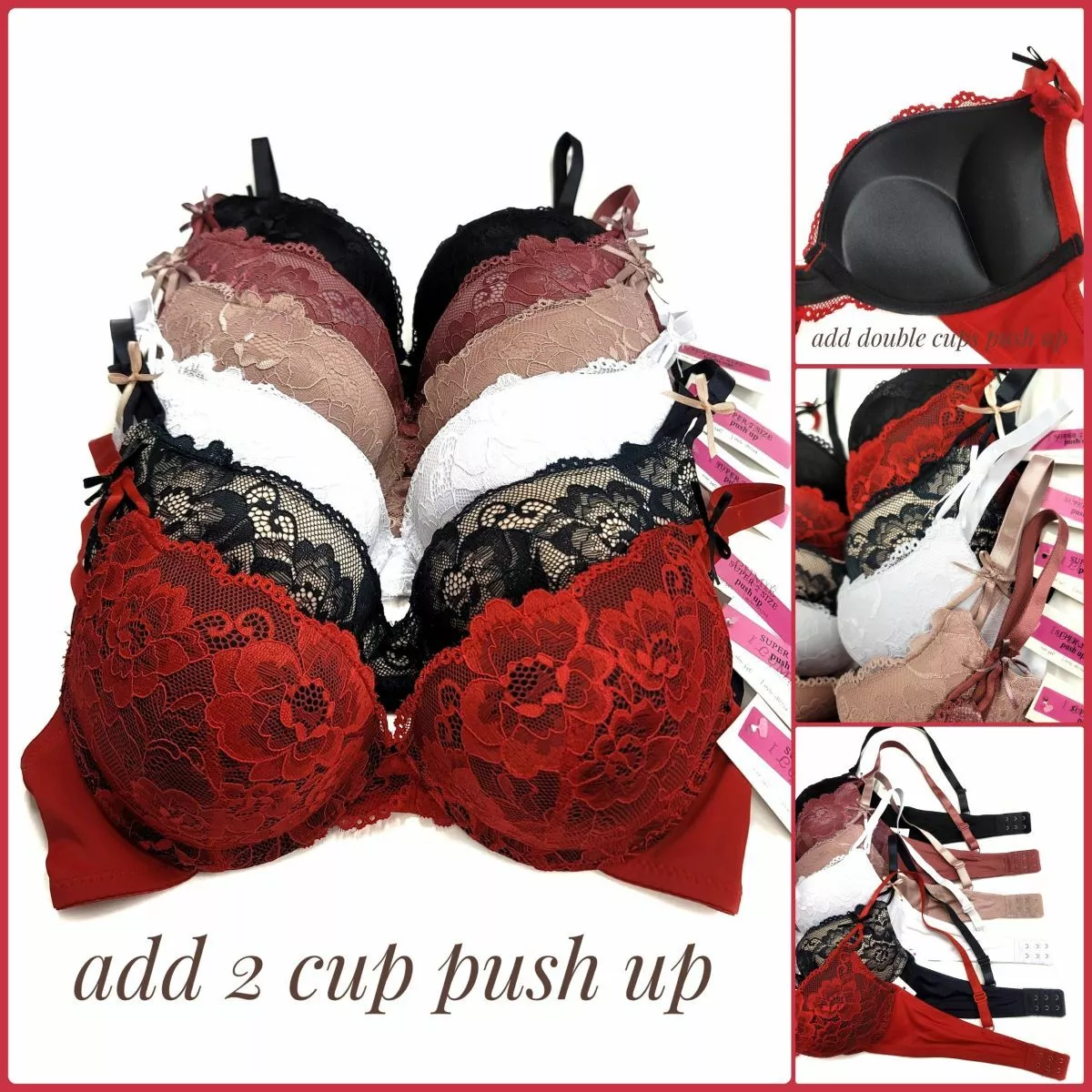  Women Super Push Up Bra Padded Add Cups U Back