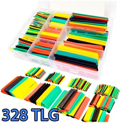 PROFIHOT Schrumpfschlauch Set 328tlg Sortiment Plastikbox 8 Größen Schrumpfschläuche 2:1