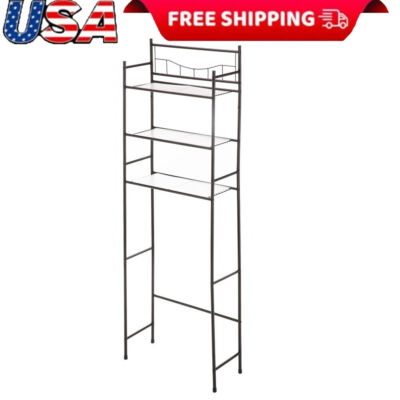Over-the-Toilet Steel 3-Shelf Bath Storage Shelf Unit Space Saver Bronze Finish