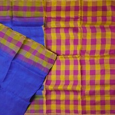 Vintage Blue Sarees 100 Pure Silk Handloom South Indian Sari 6YD Craft Fabric