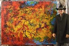 Jackson Pollock style￼ Profession￼al Painting 81” X 62”(6ft 9in)Abstract Modern