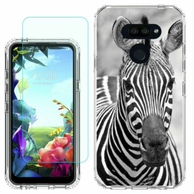 for LG Xpression 3 Plus(Zebra Head)clear TPU case cover+glass protector