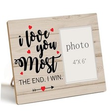 I Love You Most Gifts, Wood Picture Frame with Hearts for Him Her Birthday