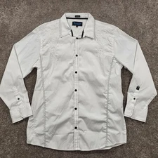 Roar Button Down Long Sleeve Shirt Mens 3XL Signature White Embroidered Western