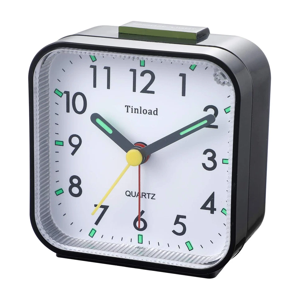 Small Battery Operated Analog Travel Alarm Clock Silent Non Ticking, Gentle W... - Image 2 of 4