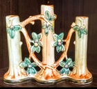 Antique Weller 1920's art pottery Woodcraft 3 finger vase No Damage