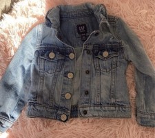 Gap Blue Denim Toddler Jacket 2T Button Front Collared Long Sleeve