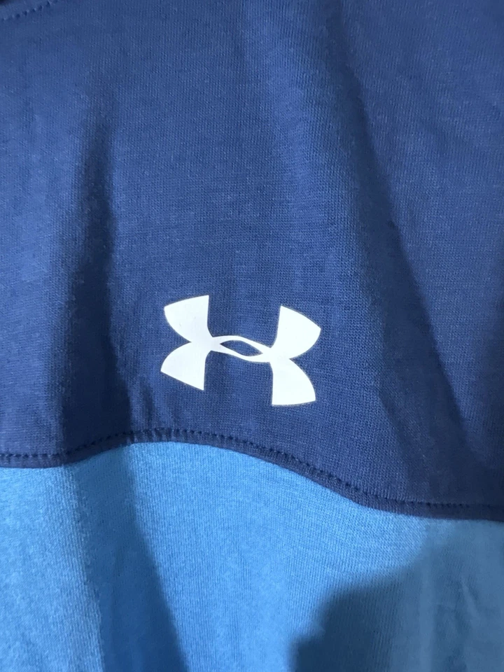 Under Armour Heatgear Youth XL Short Sleeve Blue Hoodie Shirt NEW - Image 3 of 4