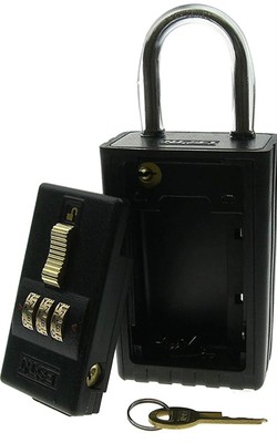 NUSET 3-Alpha Combination Lockbox, Keyed Shackle, A to Z Dials New