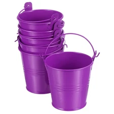 6Pcs Small Metal Bucket Succulents Basket Decorative Pails Purple