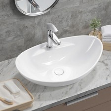 Bathroom Vanity Ceramic Wash Basin Cloakroom Sink Counter Top /Wall Mount White