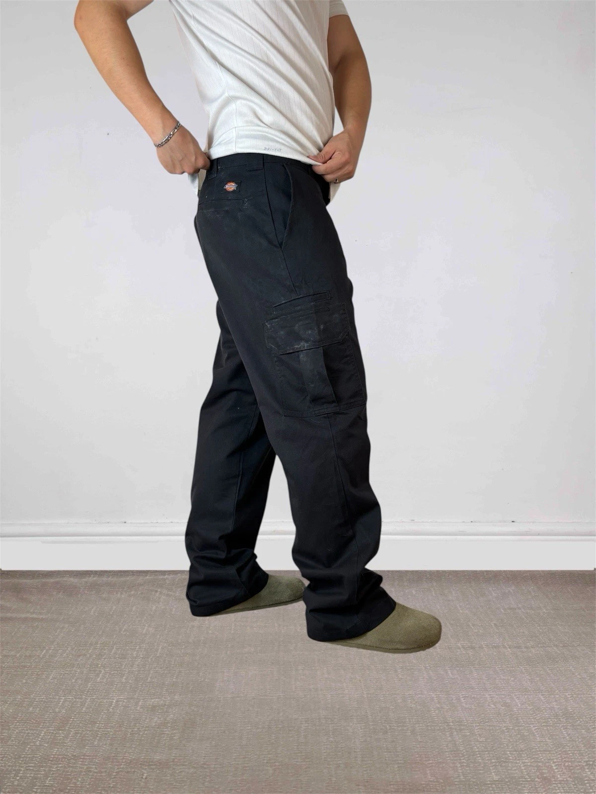 Dickies Cargo Trousers Mens Size W34 L32 Black Designer Vintage Workwear 90s Y2K