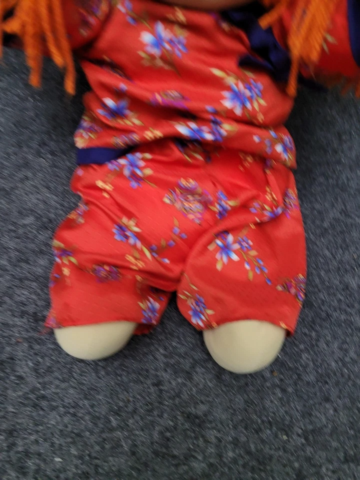 Vintage Cabbage Patch Kids Doll Coleco 1980s Red Yarn Hair Pigtails Floral - Image 3 of 4