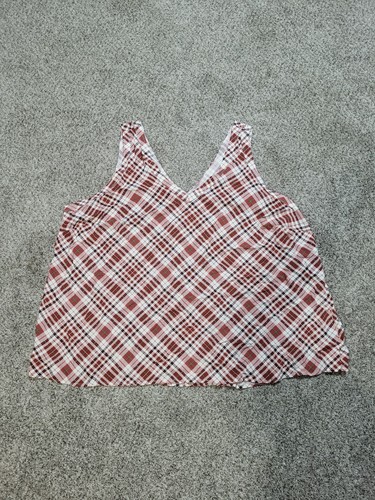 Torrid Size 3 (3X 22-24) Ocean Sunset Plaid V Neck Tank Top Academia Flowy Layer