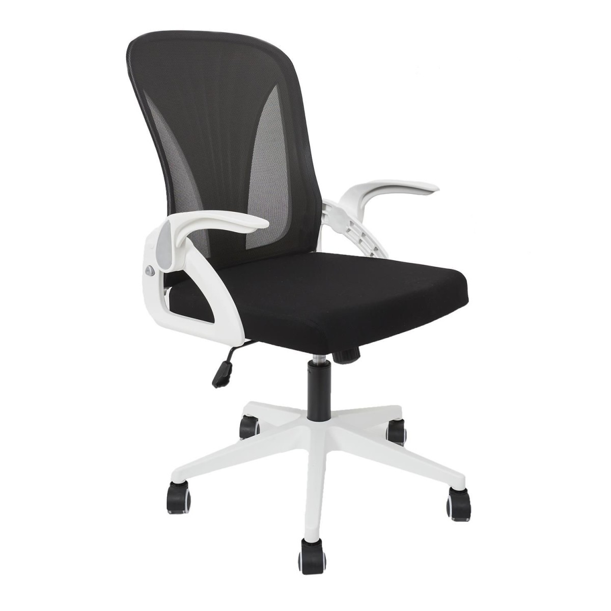 Chaise de bureau rabattable noir et blanc réglable en hauteur 92-100 cm