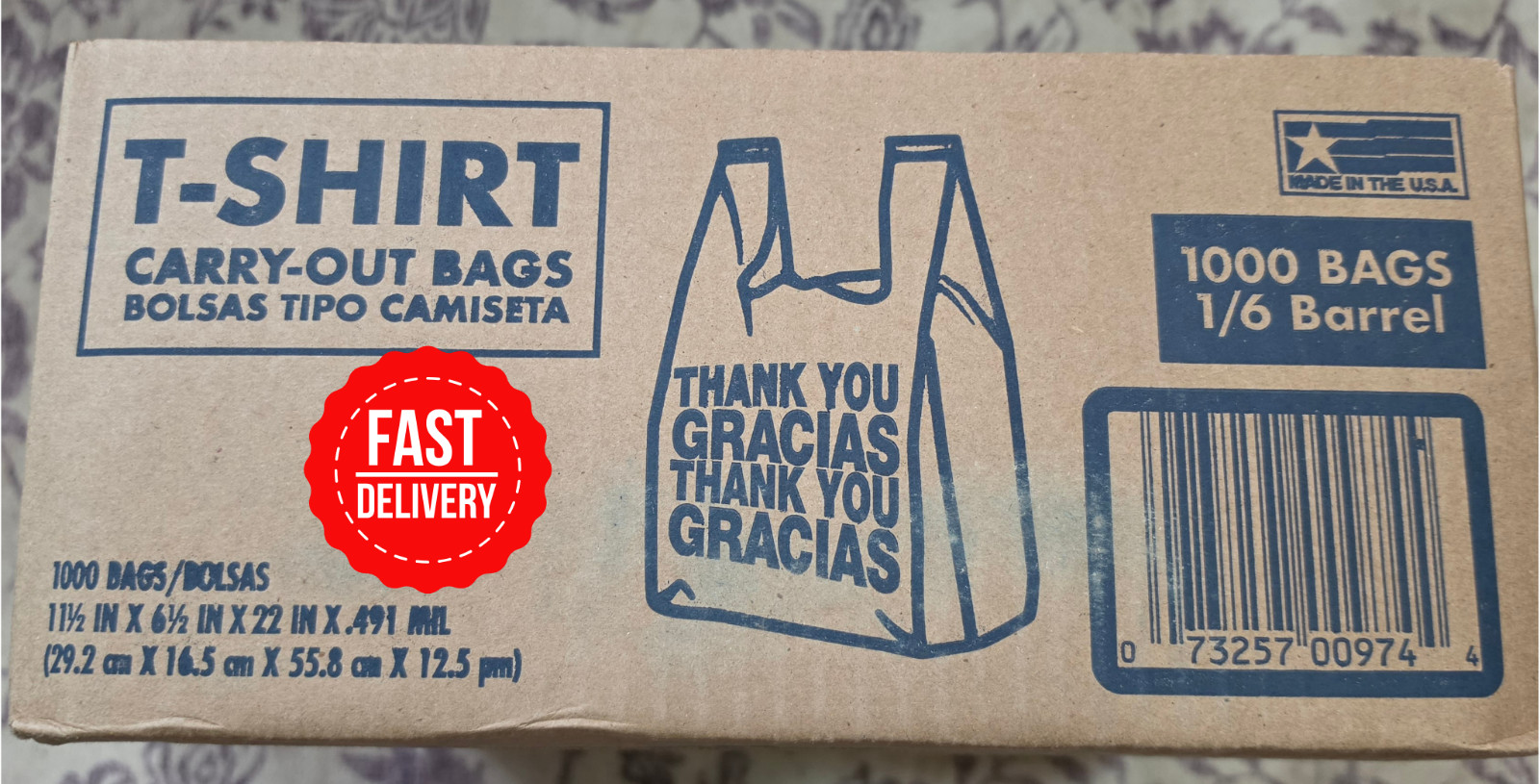 T-Shirt Carry-Out Bags 11.5" x 6.5" x 22" – 1,000 Count Plastic Shopping Bags.