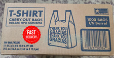T-Shirt Carry-Out Bags 11.5" x 6.5" x 22"   1,000 Count Plastic Shopping Bags.