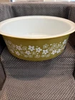 Vintage Pyrex Big Bertha 664 Spring Blossom Green Crazy Daisy Dish - NO LID