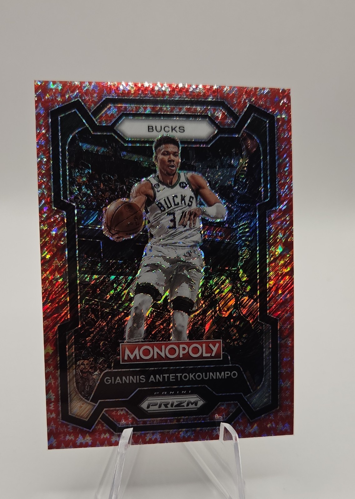 23-24 Prizm Monopoly - Giannis Antetokounmpo #49 Millionaire Red Shimmer /100