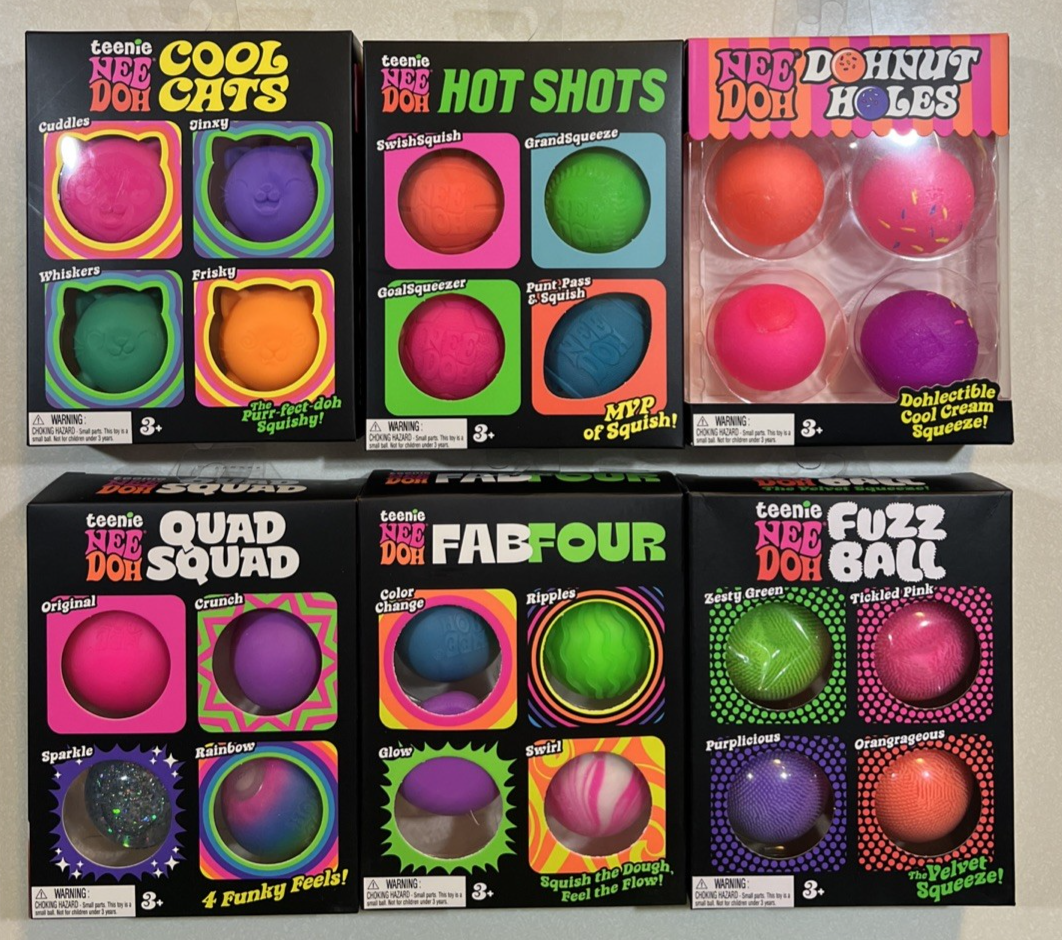 NEW 2025 TEENIE Nee Doh COOL CATS,HOT SHOTS, FAB FOUR FUZZ BALL