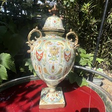 Antique 15” Noritake Hand Decorated Lidded Urn Blue Mark