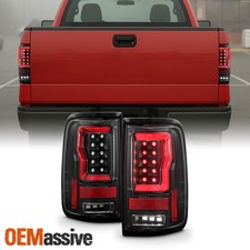 For 2004-2008 Ford F150 Black Tail Lights Pair W Led Brake Running Red Parking