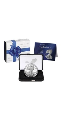 2026-P 1 oz Proof American Silver Eagle Congratulations Coin Set (Box, CoA)