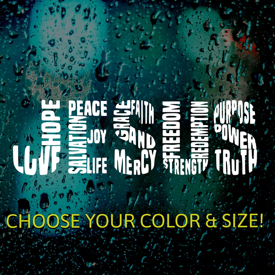 Pegatina Arte Palabra Jesús | Christian Hope Amor Misericordia Fe Calcomanía Vinilo Coche Laptop Foto 2 de 4