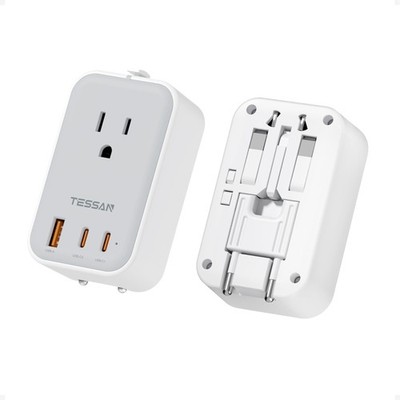 TESSAN Universal Travel Adapter PD 20W, Ultra Thin International Power Grey 