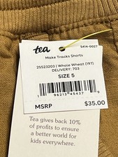 BOYS TEA COLLECTION NWT SIZE 5 MAKE TRACKS SHORTS WHOLE WHEAT SHORTS ONLY ...