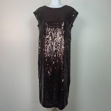 Anthropologie Maeve Kara Dress XS Brown Bordeaux Sequin Side Slits Women's NWT