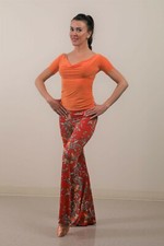 YOGA PANTS Red  Orange Paradise Print